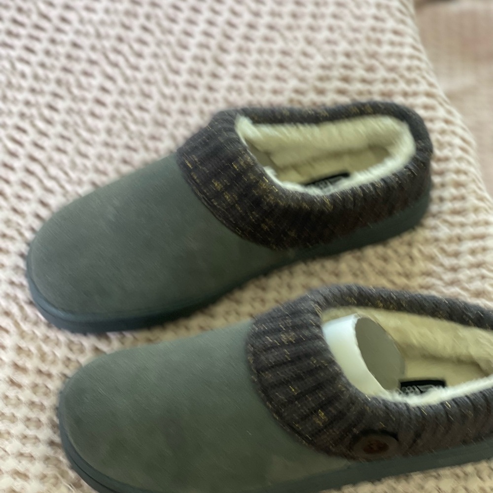 Clarks Green and Brown Mules